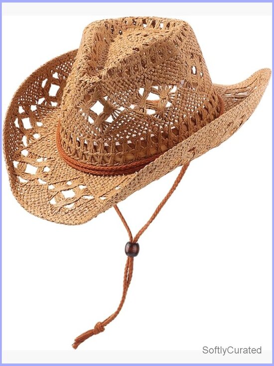 Straw Cowboy Hat with Shapeable Brim - Unisex Western Cowgirl Beach Hat main image 4